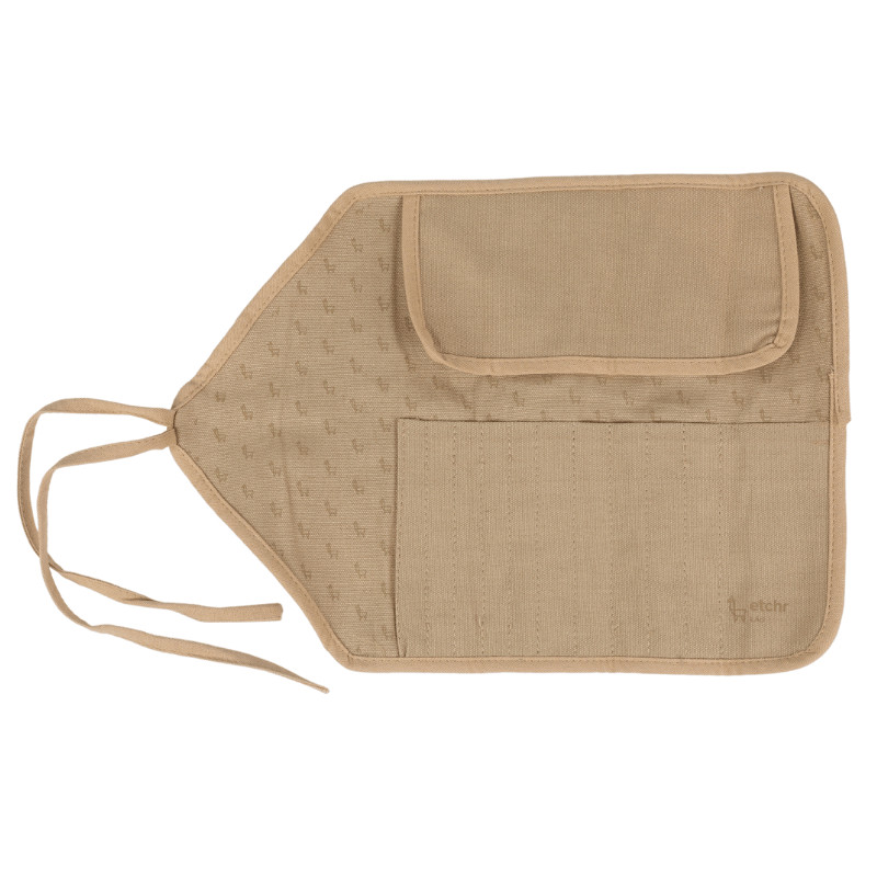 Trousse tissu brun emplacement 10 pinceaux Etchr
