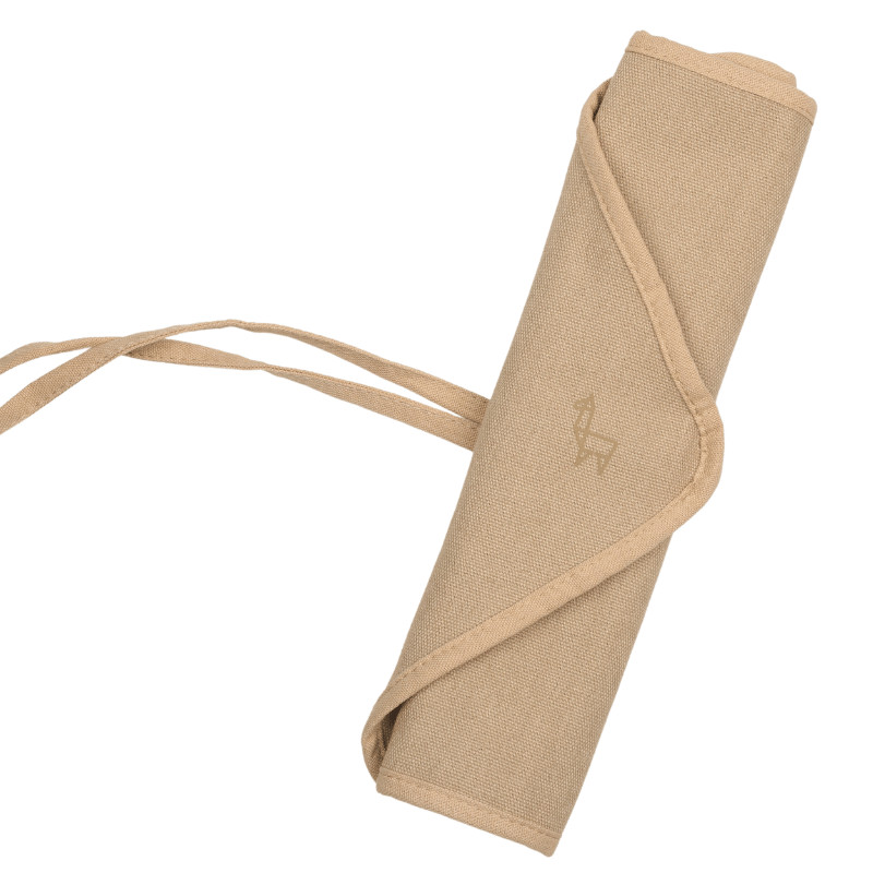 Trousse tissu brun emplacement 10 pinceaux Etchr