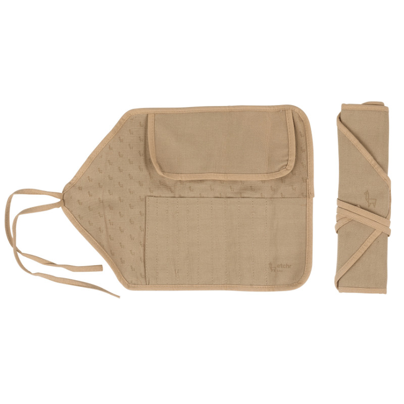 Trousse tissu brun emplacement 10 pinceaux Etchr