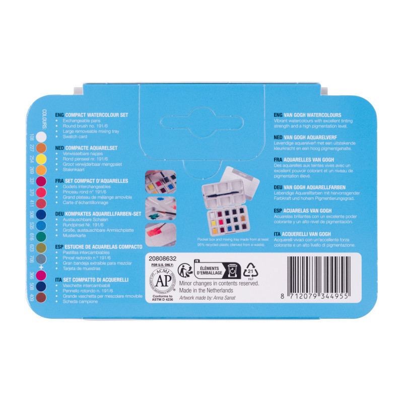 Pocketbox plastique Van Gogh 12 1/2 godets +3 gratuits