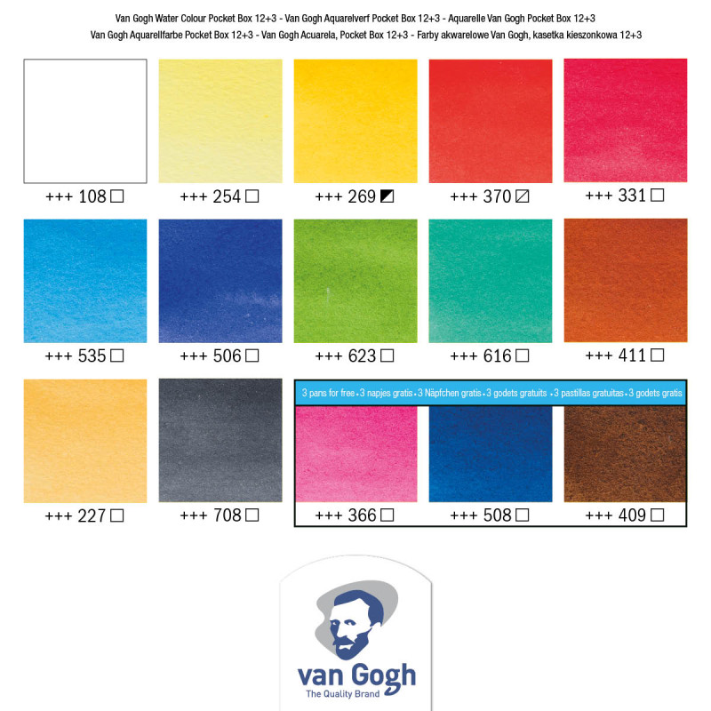 Pocketbox plastique Van Gogh 12 1/2 godets +3 gratuits