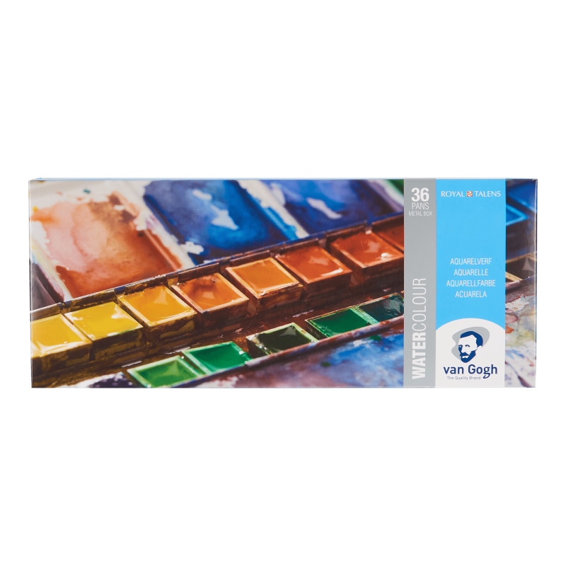 Coffret métal 36 ½ godets aquarelle fine Van Gogh et pinceau