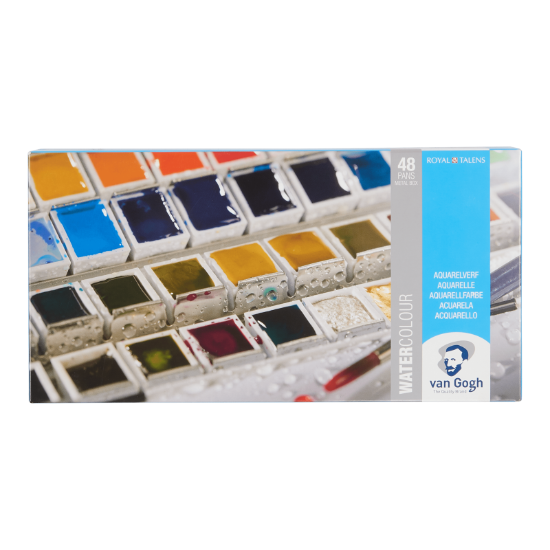 Coffret métal 48 ½ godets aquarelle fine Van Gogh et pinceau