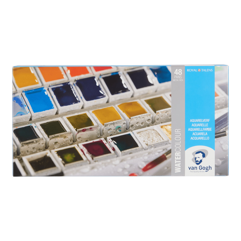 Coffret métal 48 ½ godets aquarelle fine Van Gogh et pinceau