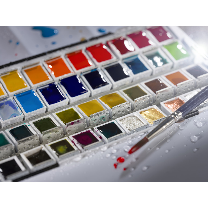 Coffret métal 48 ½ godets aquarelle fine Van Gogh et pinceau