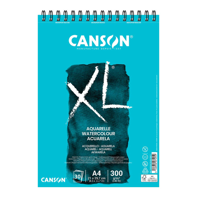 Album XL aquarelle A4 21x29,7Canson 300g 30f grain fin
