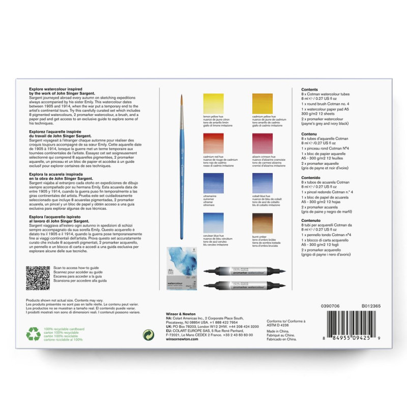 Set aquarelle John Singer Sargent Collection Cotman Winsor & Newton