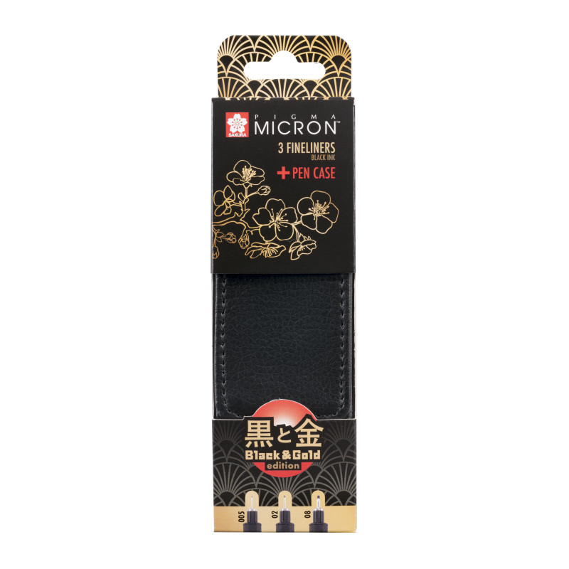 Set de 3 feutres Pigma micron avec étui Black & Gold édition