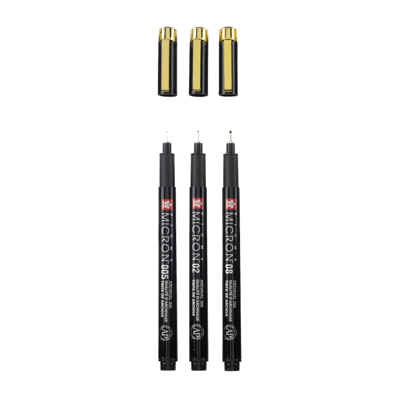 Set de 3 feutres Pigma micron avec étui Black & Gold édition