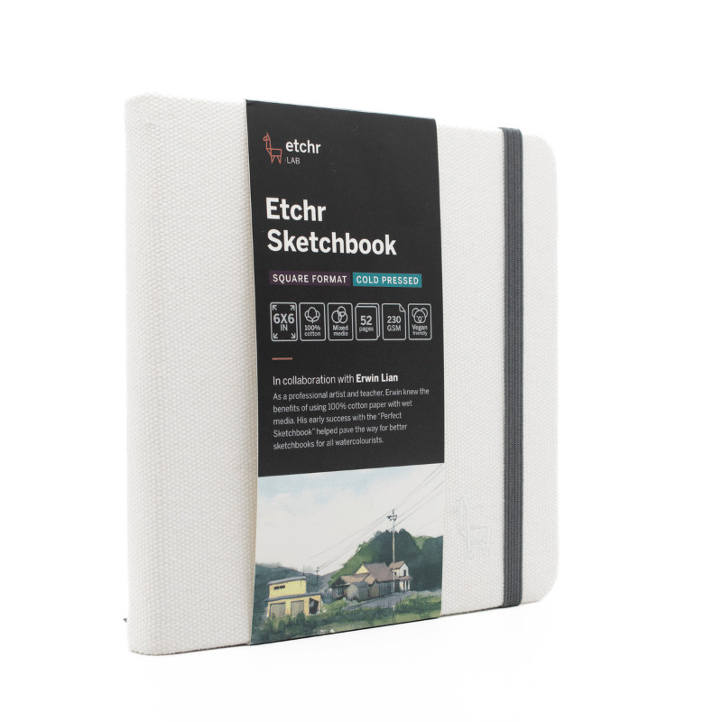 Sketchbook Carré 15.24cm x 15.24cm 230g 100% coton 52 pages grain fin  Etchr Lab