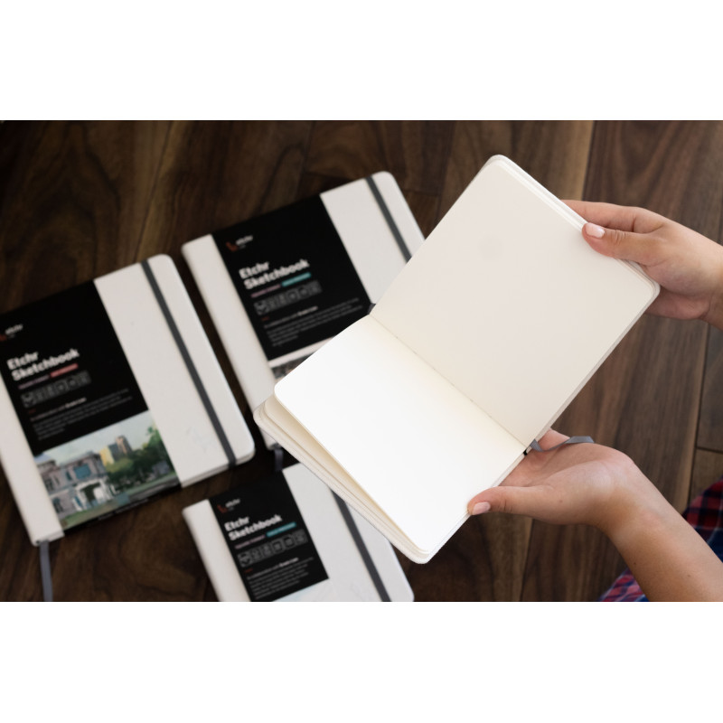 Sketchbook Carré 15.24cm x 15.24cm 230g 100% coton 52 pages grain fin  Etchr Lab