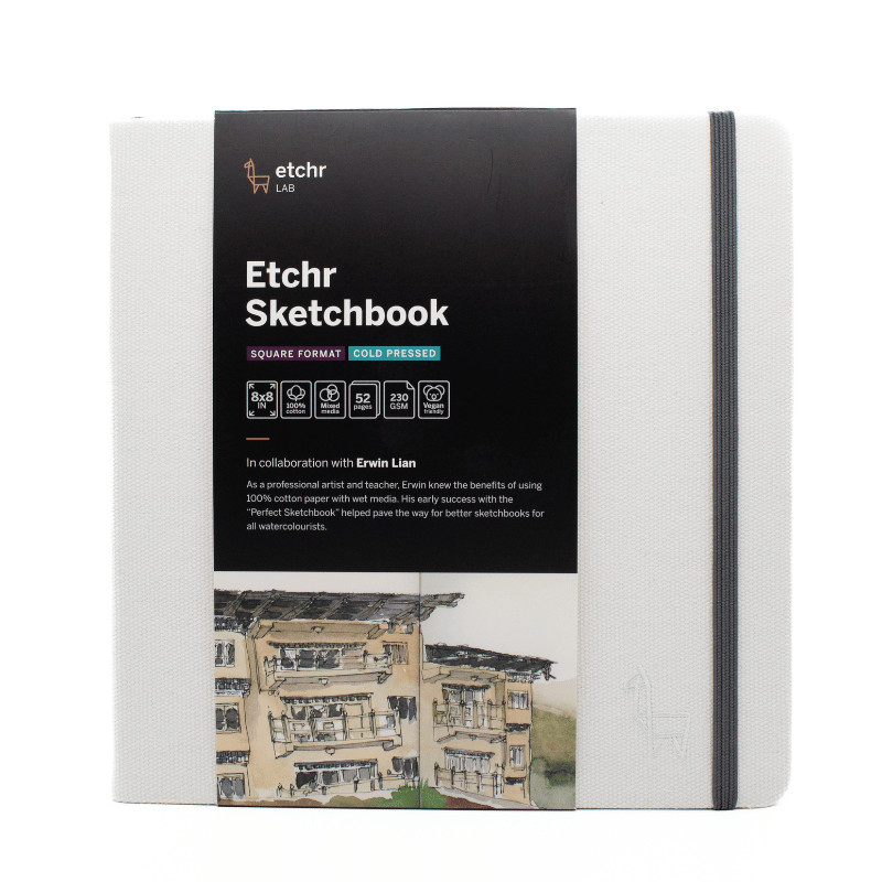 Sketchbook Carré 20.4cm x 20.4cm 230g 100% coton 52 pages grain finEtchr Lab