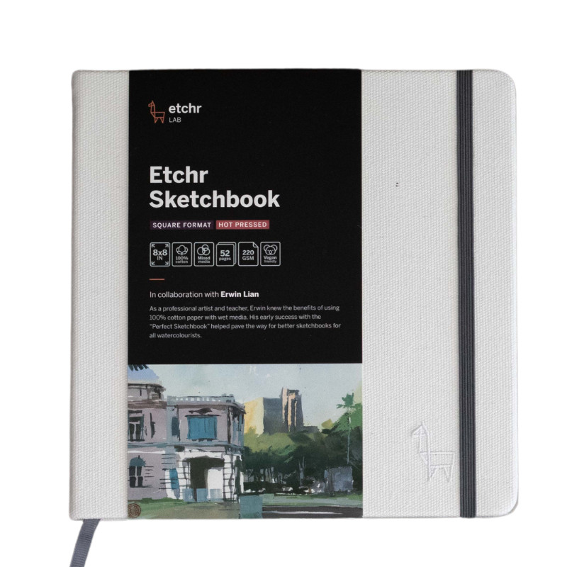 Sketchbook Carré 20.4cm x 20.4cm 220g 100% coton 52 pages grain satinéEtchr Lab
