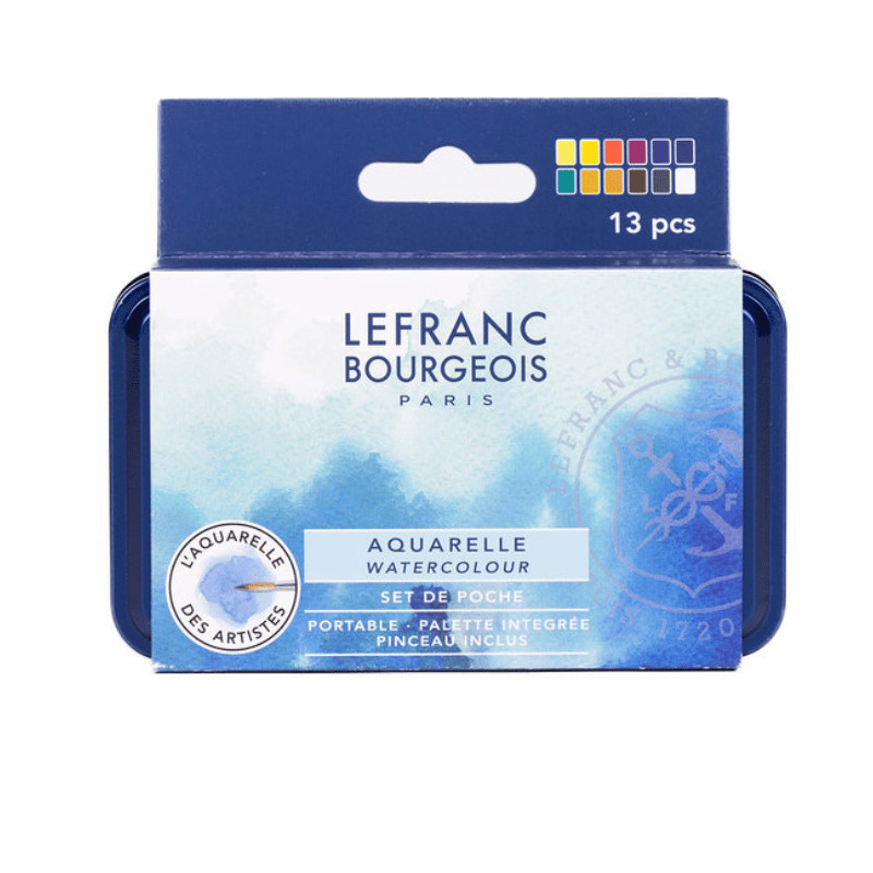Boîte métal Lefranc & Bourgeois aquarelle fine 121/2 godets 