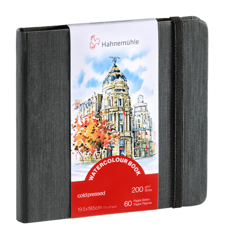 Watercolour book Hahnemühle 30f 200g grain fin 19.5x19.5cm format carré