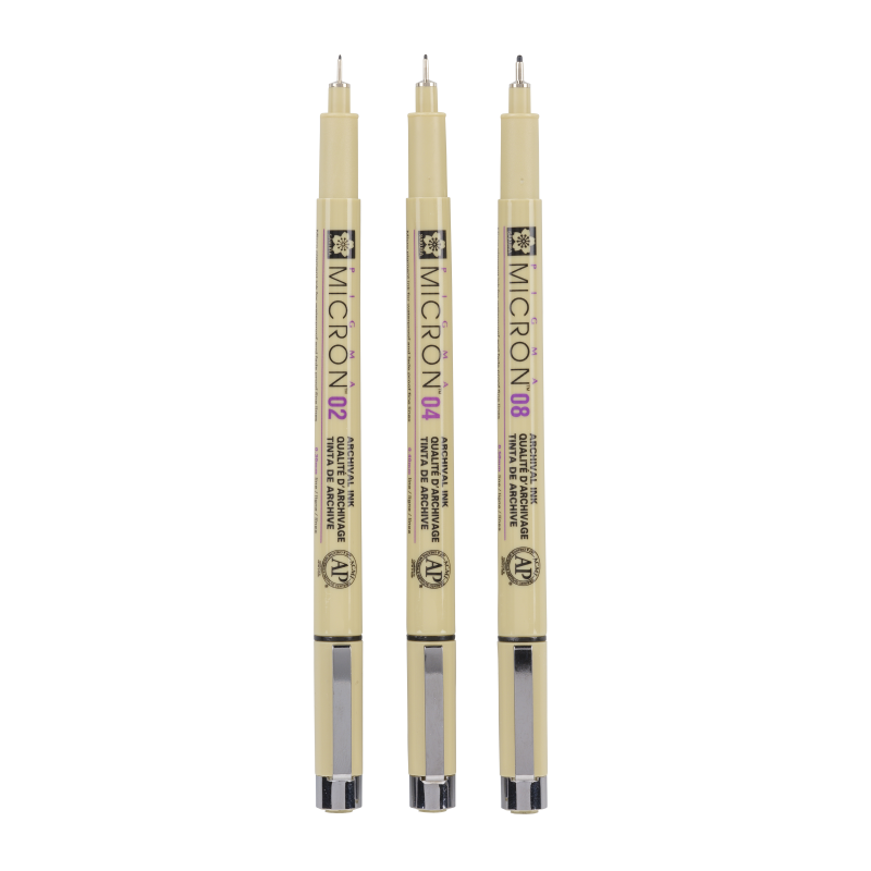 Set de 3 Pigma micron noirs – 02 04 08