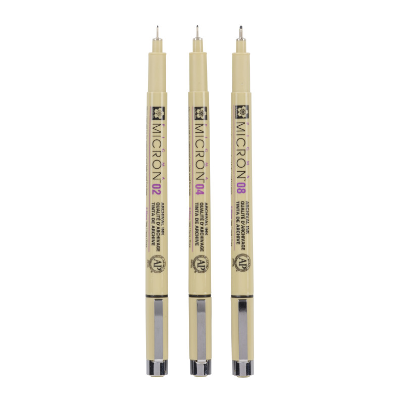 Set de 3 Pigma micron noirs – 02 04 08