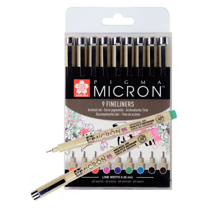 Set de 9 Pigma micron 05 couleur