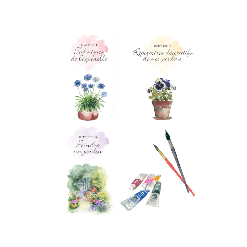 Jardins fleuris à l'aquarelle de Blanche Tristant leaubleue