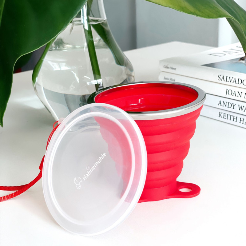 Gobelet à eau pliable rouge Hahnemühle