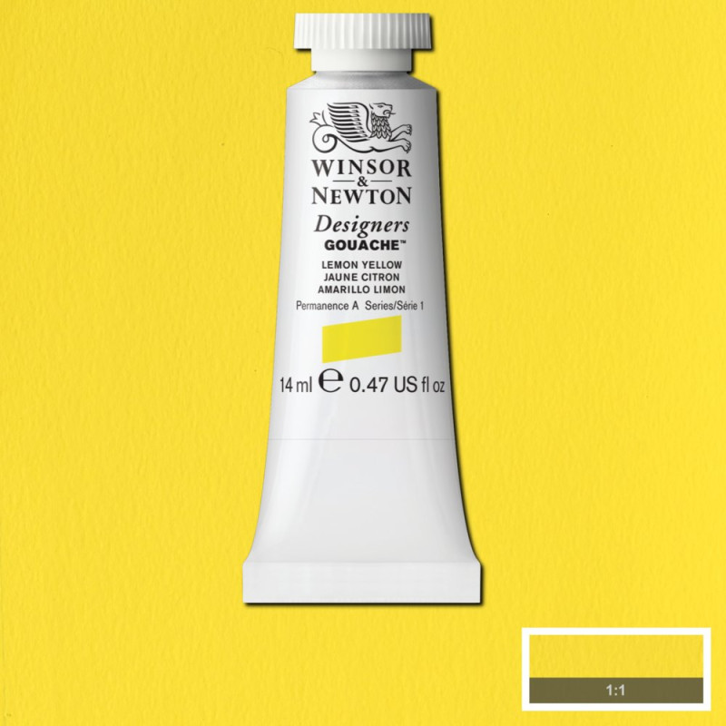 Jaune citron - Gouache extra fine Designers Tube 14 ml Winsor & Newton