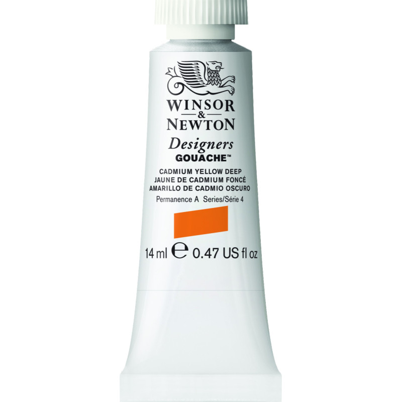 Jaune de cadmium foncé - Gouache extra fine Designers Tube 14 ml Winsor & Newton