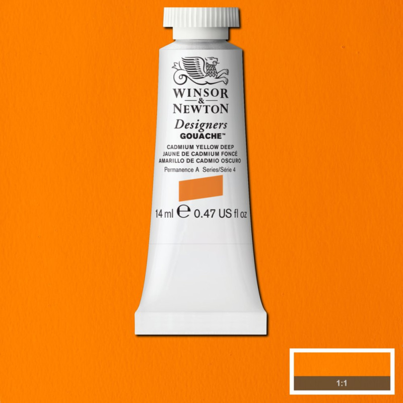 Jaune de cadmium foncé - Gouache extra fine Designers Tube 14 ml Winsor & Newton