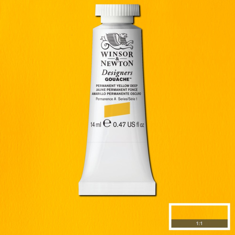 Jaune permanent foncé - Gouache extra fine Designers Tube 14 ml Winsor & Newton