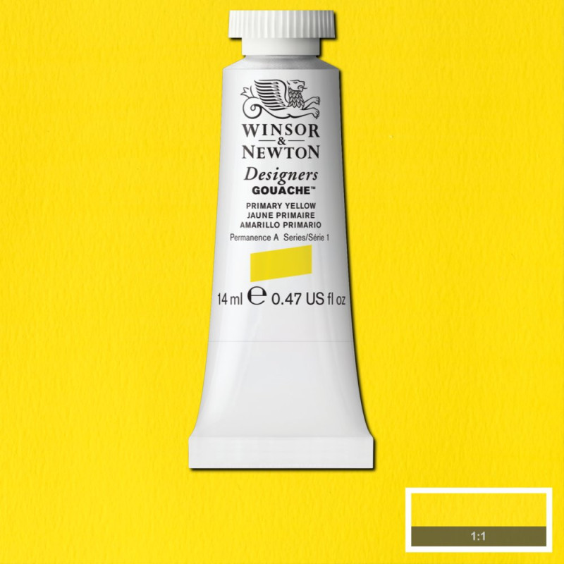 Jaune primaire - Gouache extra fine Designers Tube 14 ml Winsor & Newton