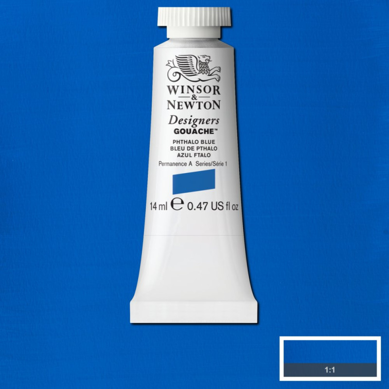 Bleu de phtalo - Gouache extra fine Designers Tube 14 ml Winsor & Newton