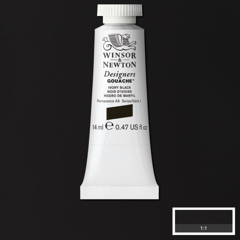 Noir d'ivoire - Gouache extra fine Designers Tube 14 ml Winsor & Newton