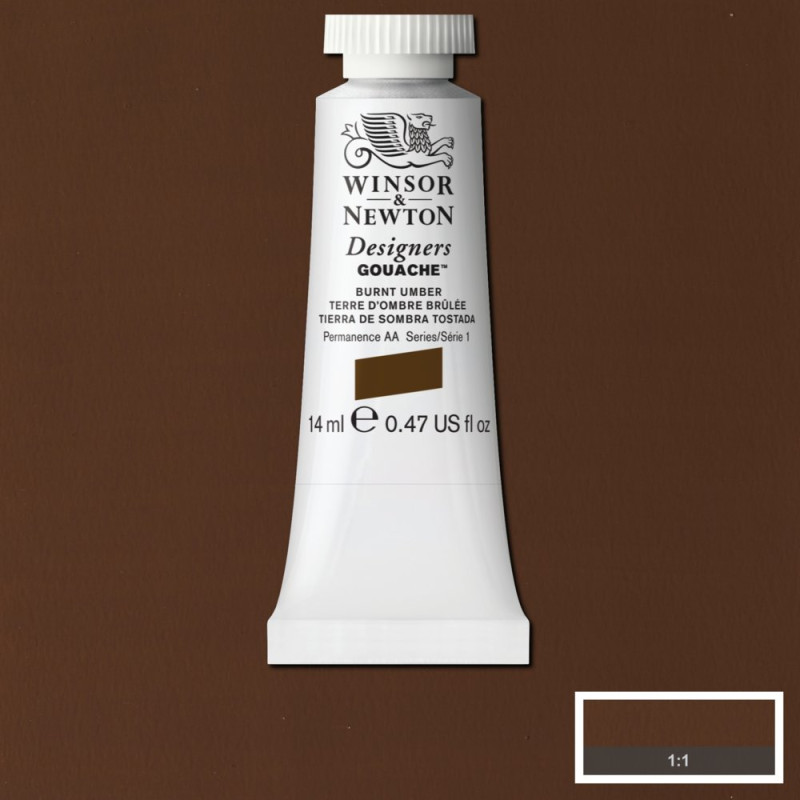 Terre d'Ombre brûlée - Gouache extra fine Designers Tube 14 ml Winsor & Newton