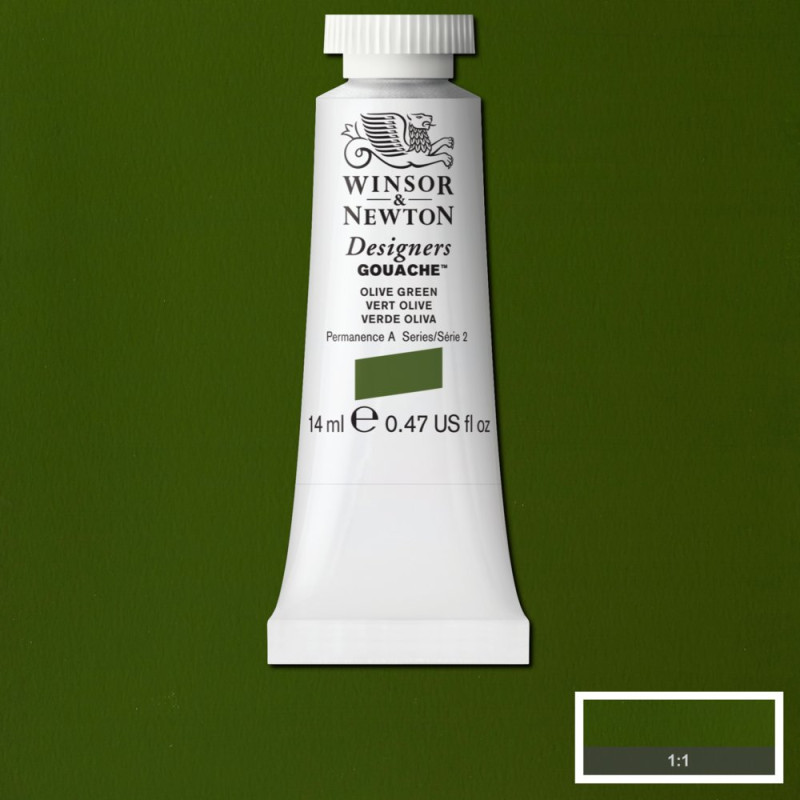 Vert olive - Gouache extra fine Designers Tube 14 ml Winsor & Newton