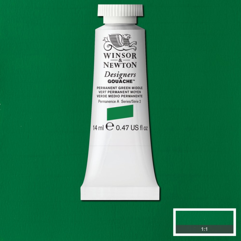 Vert moyen permanent - Gouache extra fine Designers Tube 14 ml Winsor & Newton