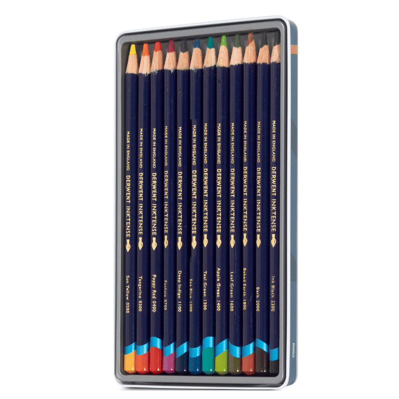 Boîte métal 12 crayons Derwent Inktense