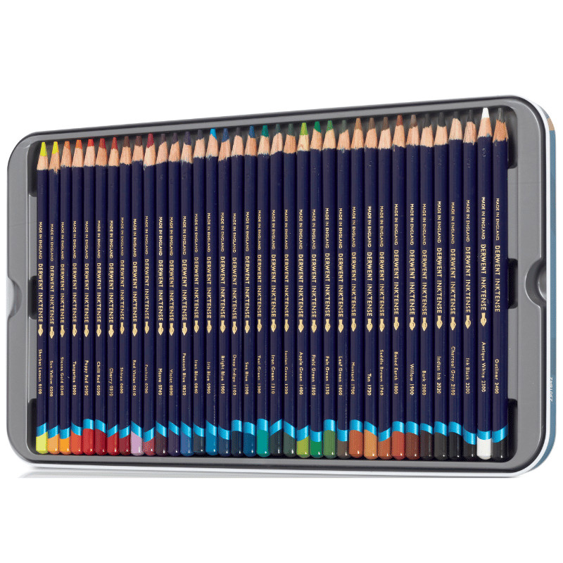 Boîte métal 36 crayons Derwent Inktense