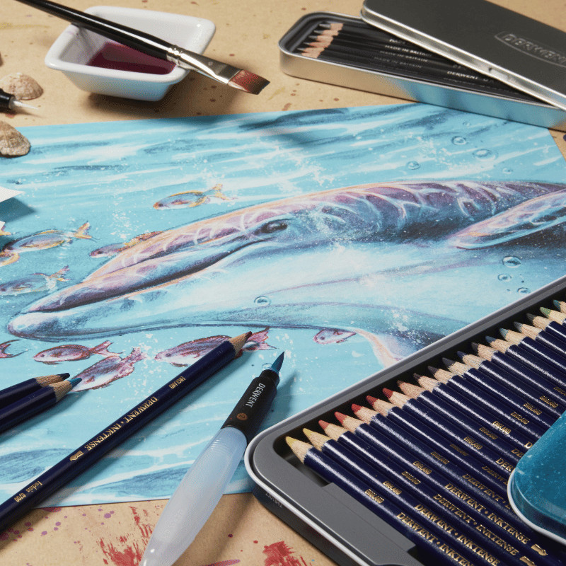 Boîte métal 36 crayons Derwent Inktense
