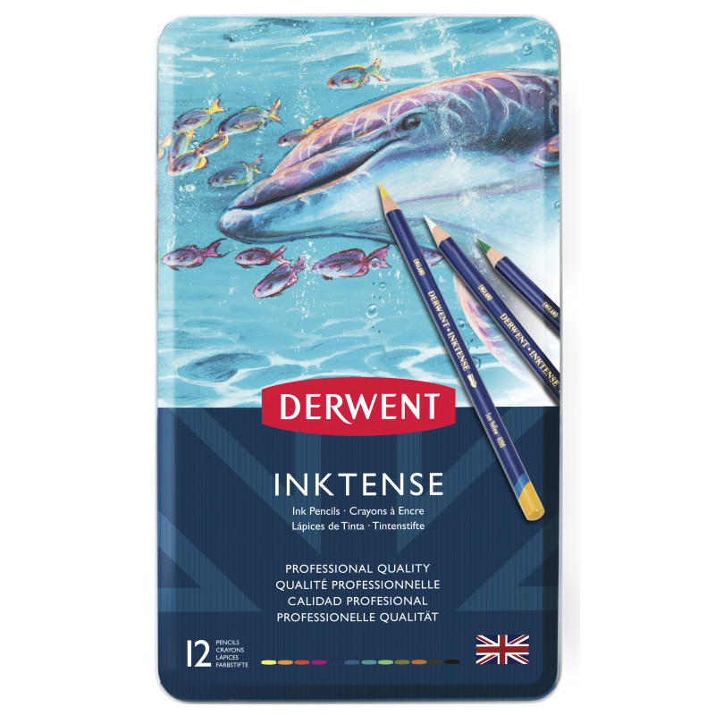 Boîte métal 12 crayons Derwent Inktense