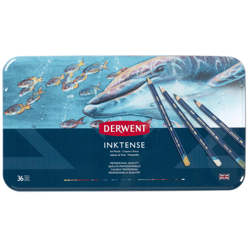 Boîte métal 36 crayons Derwent Inktense