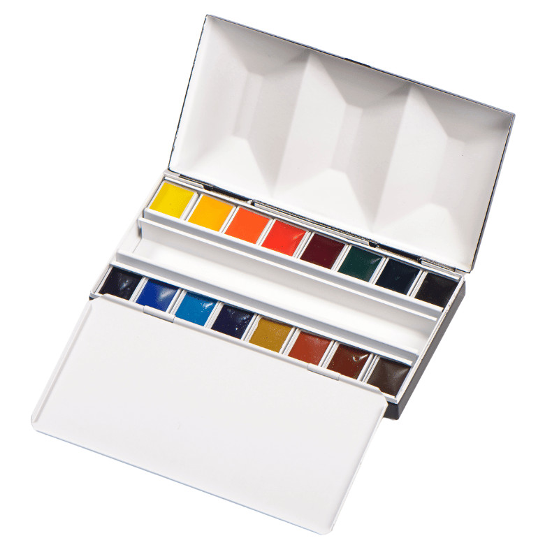 Coffret aquarelle métal luxe Boite Bijou 16 demi-godets Blockx