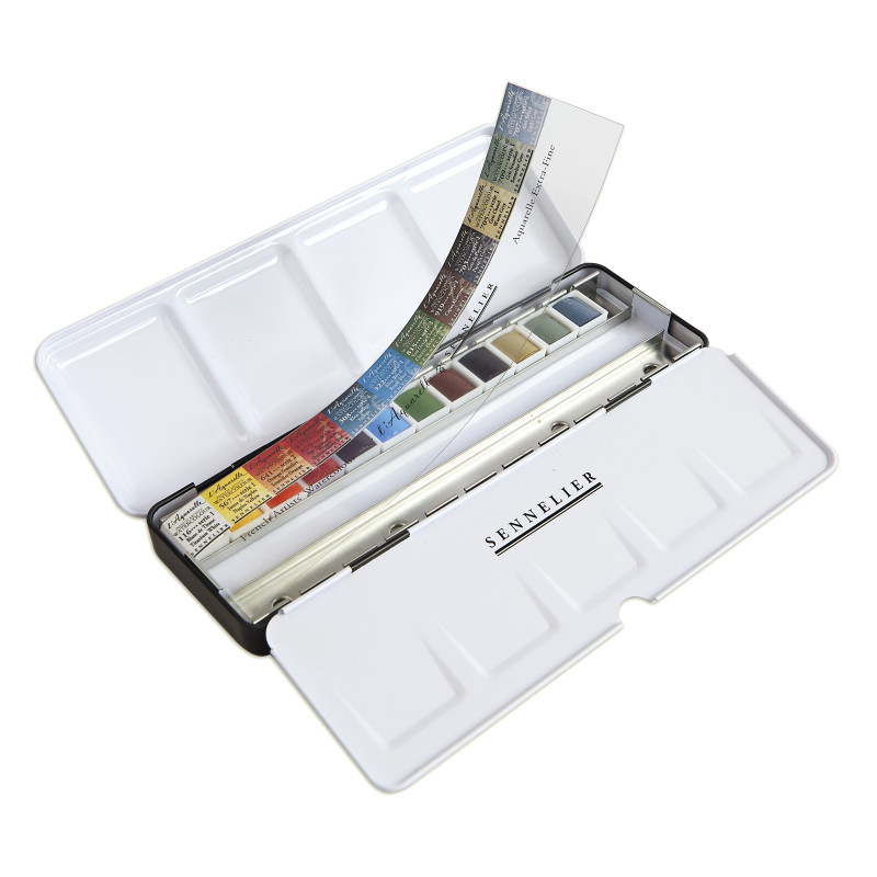 Palette signature de 12 nuances d'aquarelle extra-fine au miel Sennelier par Ondine de Peretti