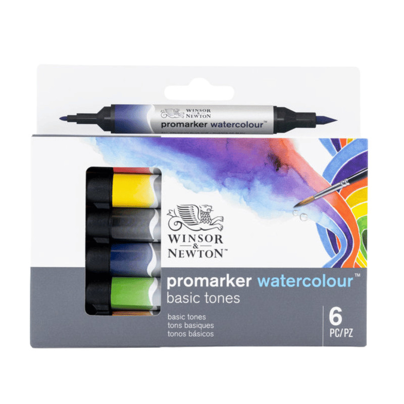 Coffret 6 feutres Aquarelle Promarker Tons Basiques Winsor & Newton