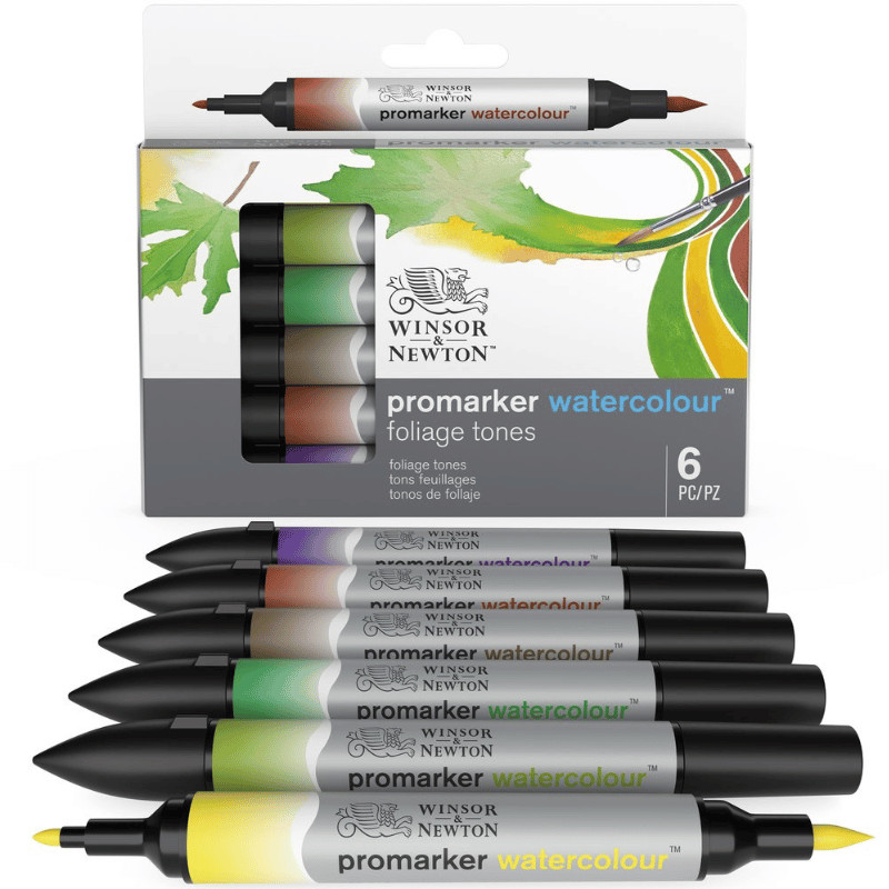 Coffret 6 feutres Aquarelle Promarker Tons Feuillages Winsor & Newton