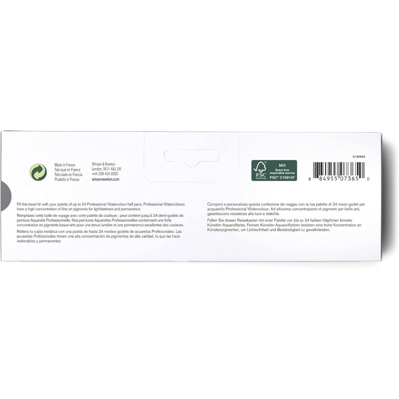 Boîte métal vide Winsor & Newton pour 24 ½ godets