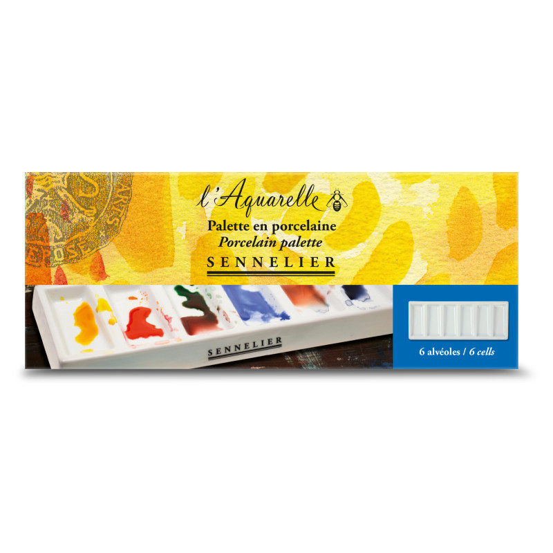 Palette porcelaine 6 creux 7,8 x 19,5 Sennelier