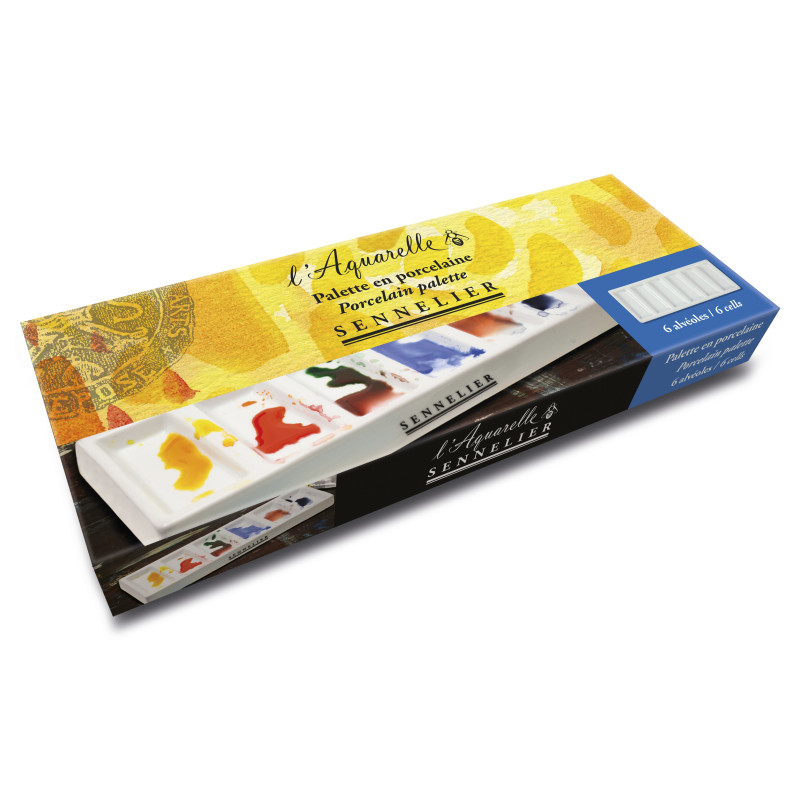 Palette porcelaine 6 creux 7,8 x 19,5 Sennelier