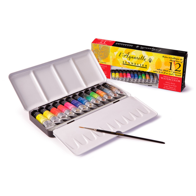 Boîte métal 12 tubes 10ml Sennelier 