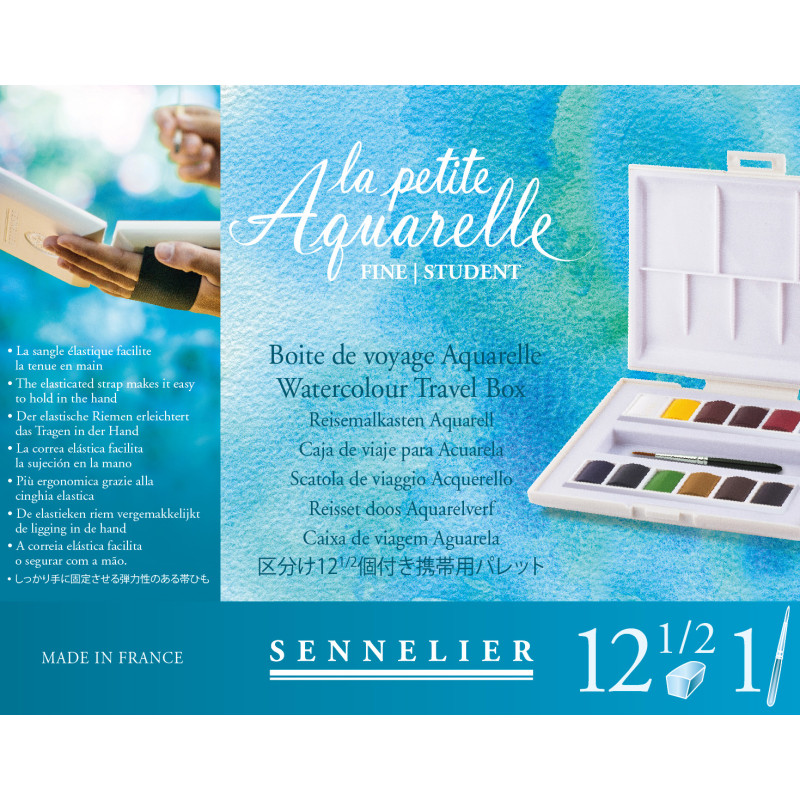 Boite de voyage « la petite aquarelle » 12 ½ godets aquarelle fine de Sennelier