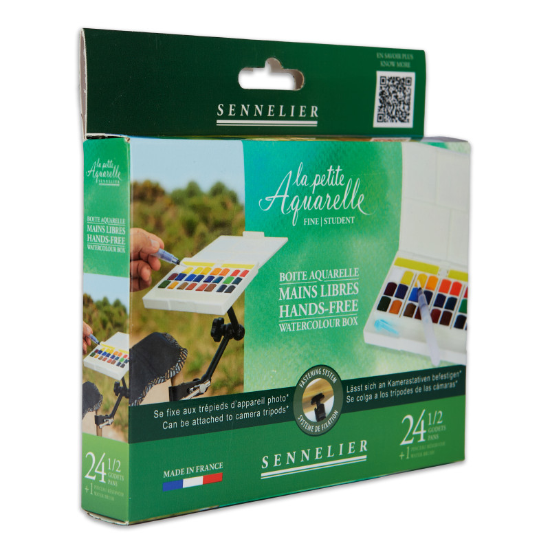 Boite aquarelle mains libres « la petite aquarelle » 18 ½ godets aquarelle fine Sennelier