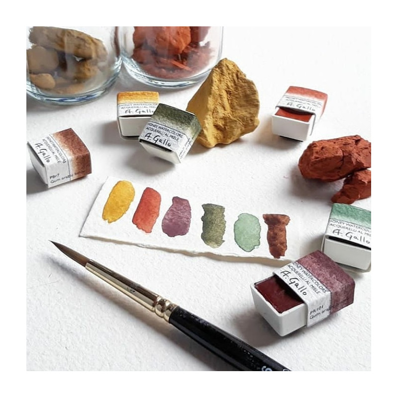 Boîte Aquarelle Schmincke Horadam - 6 Demi-godets Tons Dorés - Boîte Métal Laqué Doré - Pour Artistes, Loisirs Créatifs